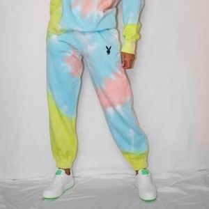 Blue pink lime lemon playboy sweatpants jogger L